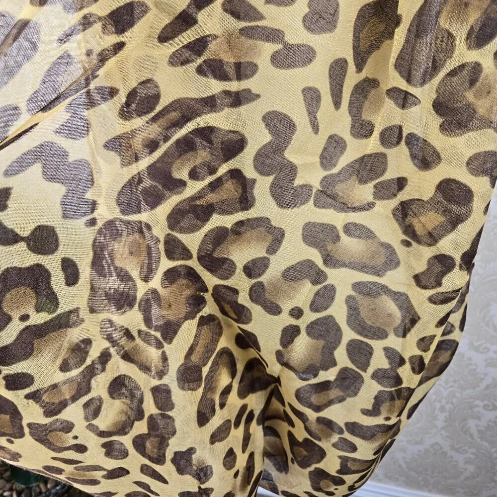 Lightweight Leopard Animal Print Infinity Loop Scarf Tan Brown Black